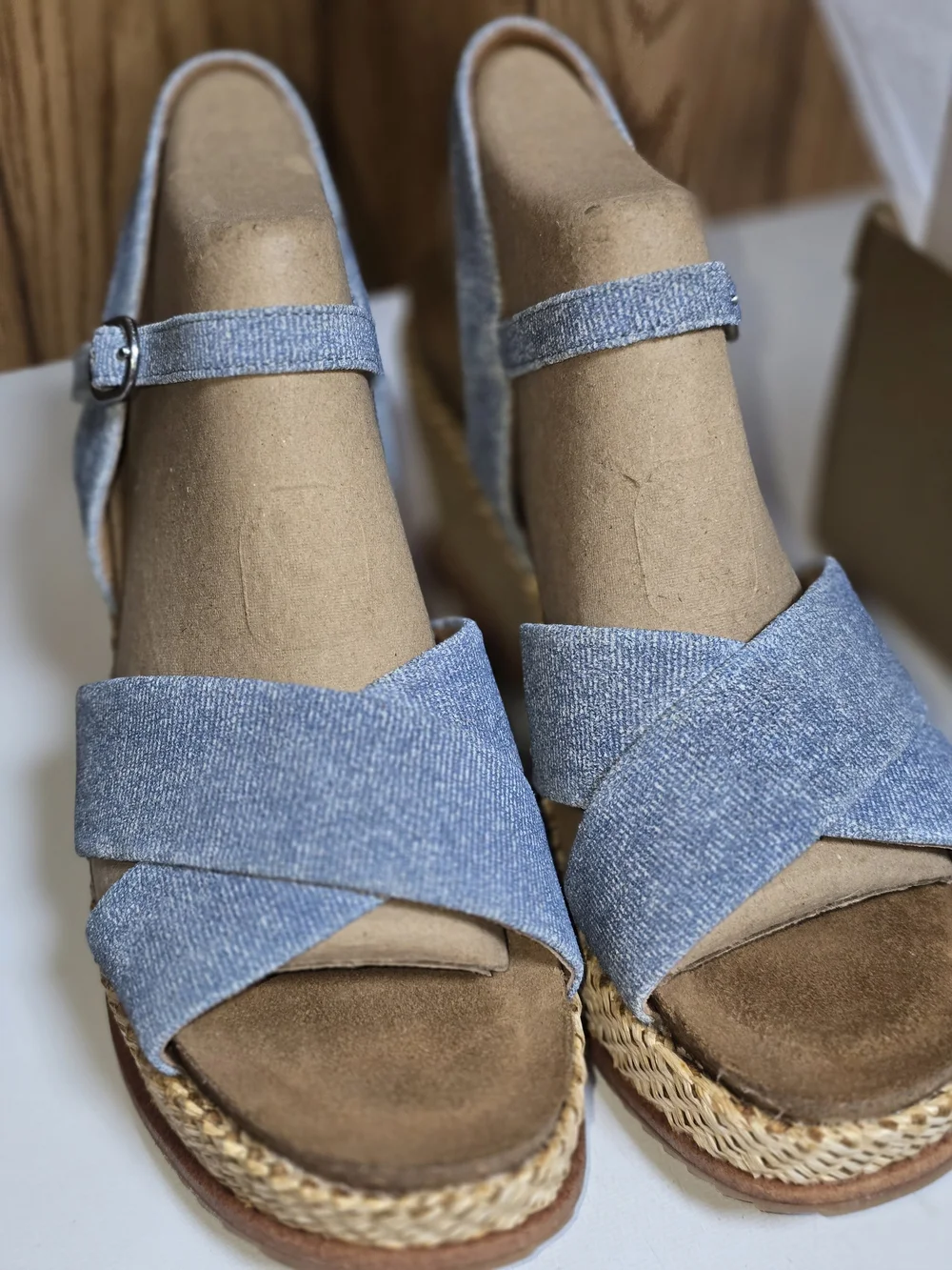 Sofft Diana Denim Blue Wedge Sandals